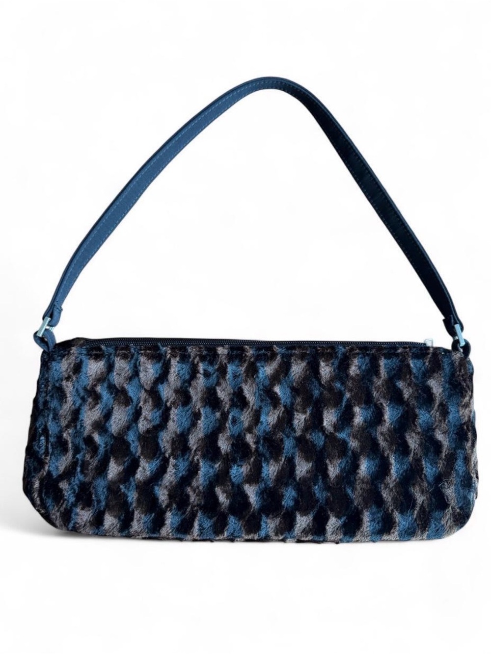 Lancome Navy and Black Faux-Fur Shoulder Bag